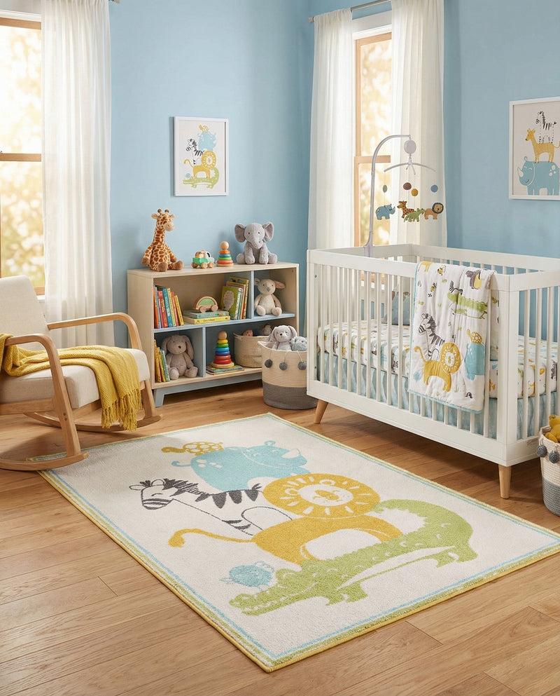 Wonder Tykes Collection Area Rug -  Prismatic Rectangle Ivory  lifestyle 11