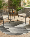 Urban Terrace Collection Area Rug -  Bronx Round Black and White  lifestyle 37