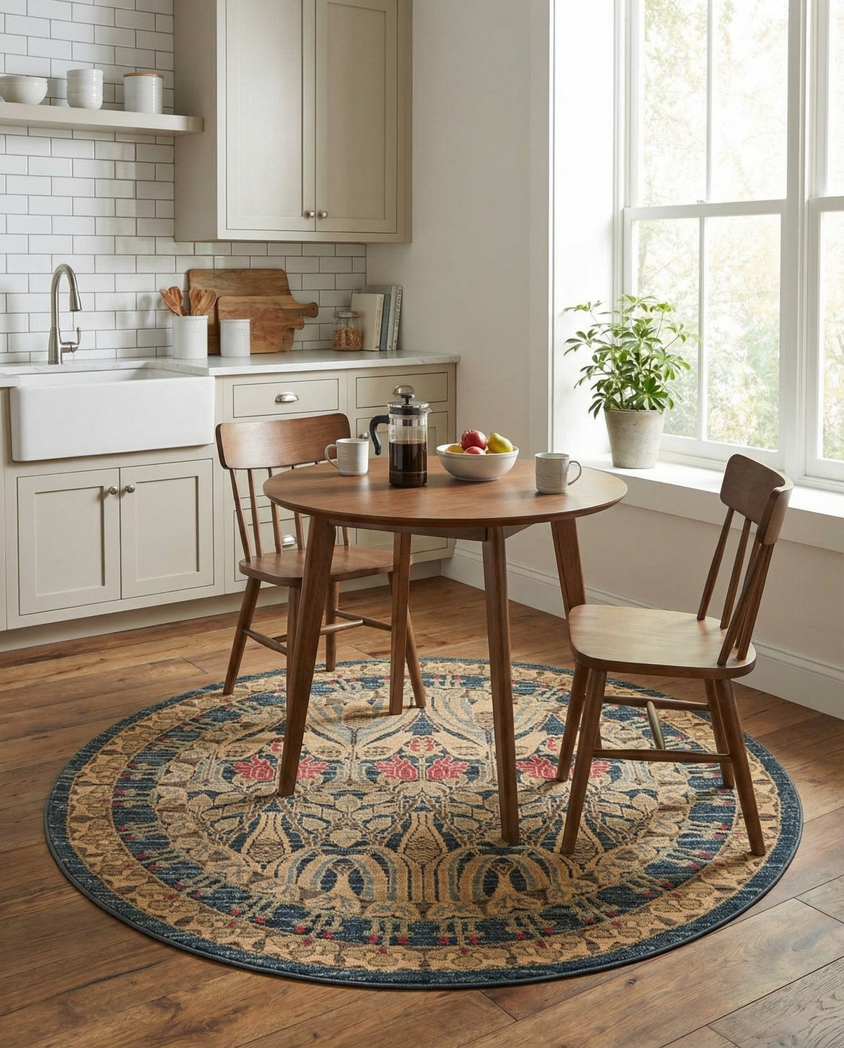 Chelsea Elegance Collection Area Rug -  Brompton (Navy Blue) Round Navy Blue  lifestyle 122