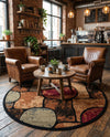 Bistro Lounge Collection Area Rug -  Cappuccino Round Multi  lifestyle 52