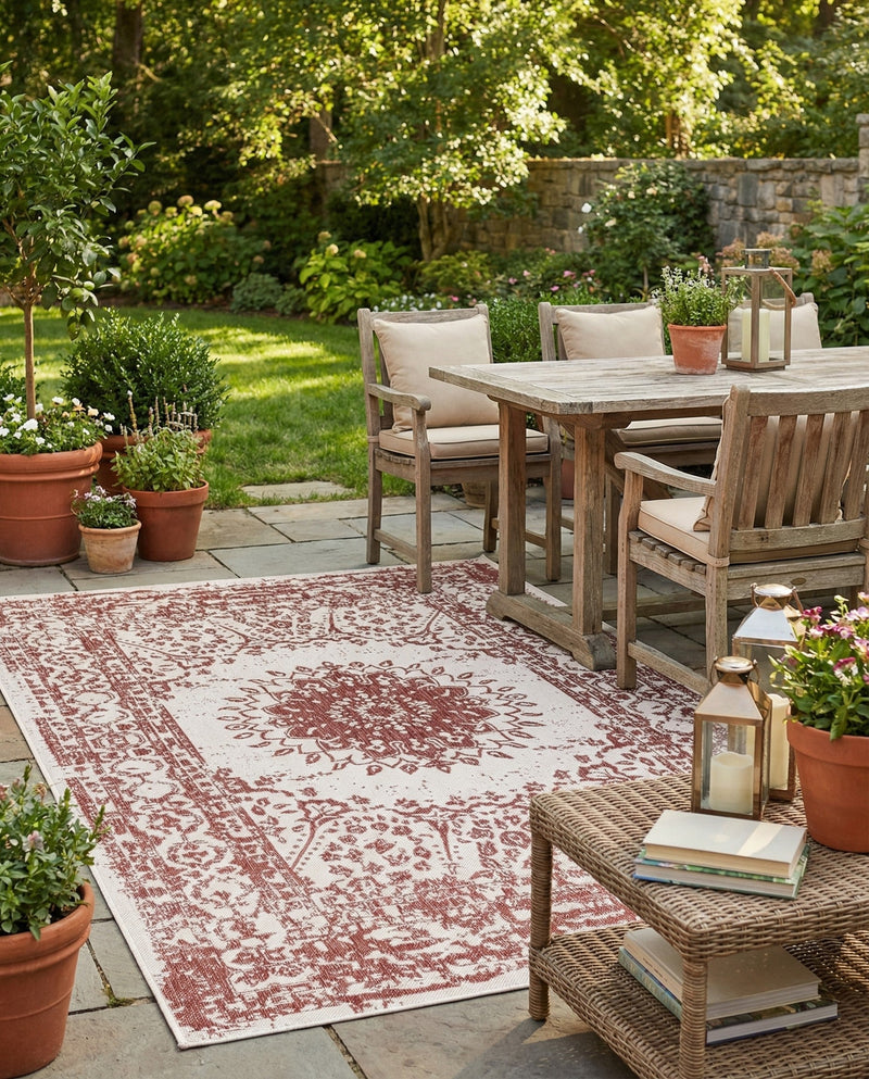 Patio Heritage Collection Area Rug -  Lafayette (Rust Red) Rectangle Rust Red  lifestyle 25
