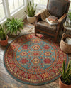Persian Elegance Collection Area Rug -  Nain Round Light Blue  lifestyle 43