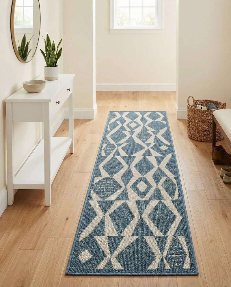 Coastal Terrace Collection Area Rug -  Tidepool Runner Blue  lifestyle 64