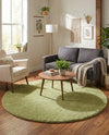 Solid Shag Seaside Collection Area Rug - Azure Cove (Light Green) Round Light Green  lifestyle 27