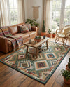 Coastal Terrace Collection Area Rug -  Sandbar Rectangle Green  lifestyle 27