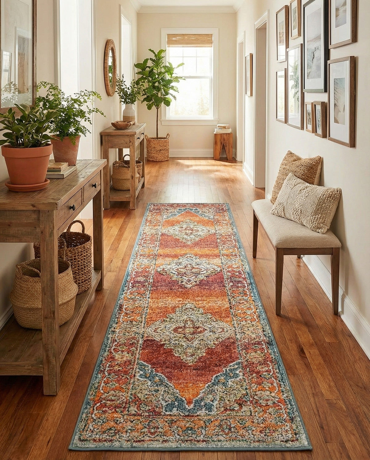Savannah Soiree Collection Area Rug - Serengeti (Rust Red) Runner Rust Red  lifestyle 83