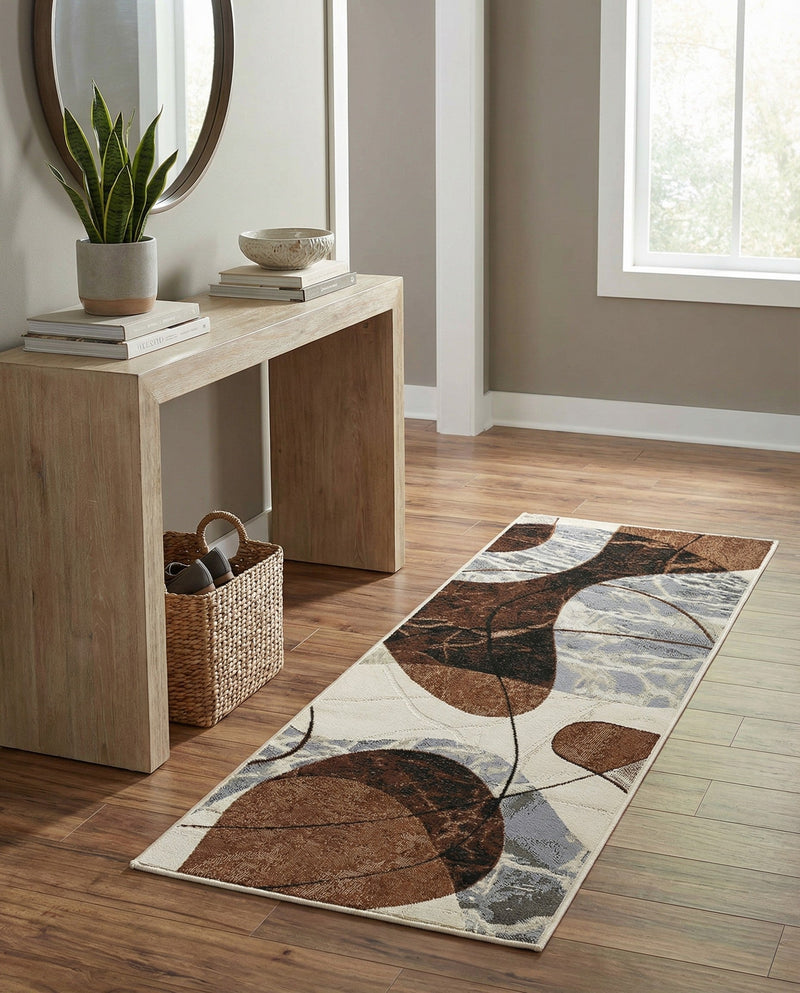 Urban Terrace Collection Area Rug -  Garden Runner Brown and White  lifestyle 69