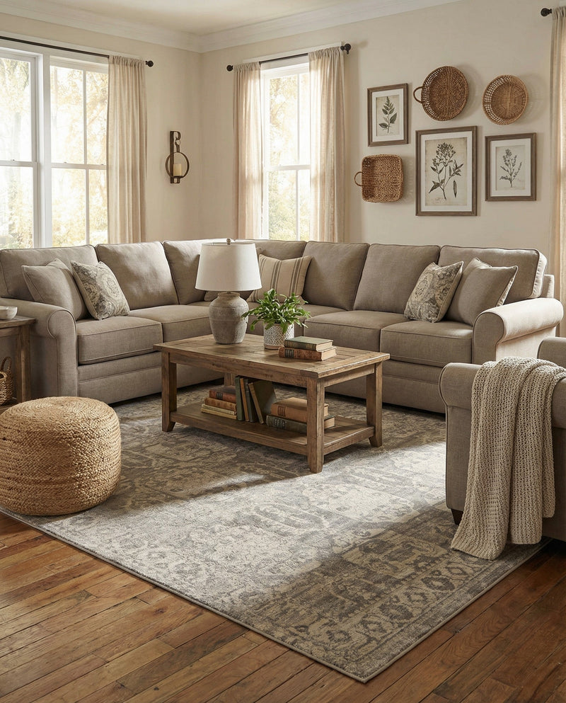 Seville Stripes Collection Area Rug -  Granada (Gray) Rectangle Gray  lifestyle 22
