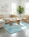 Seychelles Stripes Collection Area Rug - Mahe (Light Blue) Rectangle Light Blue  lifestyle 8