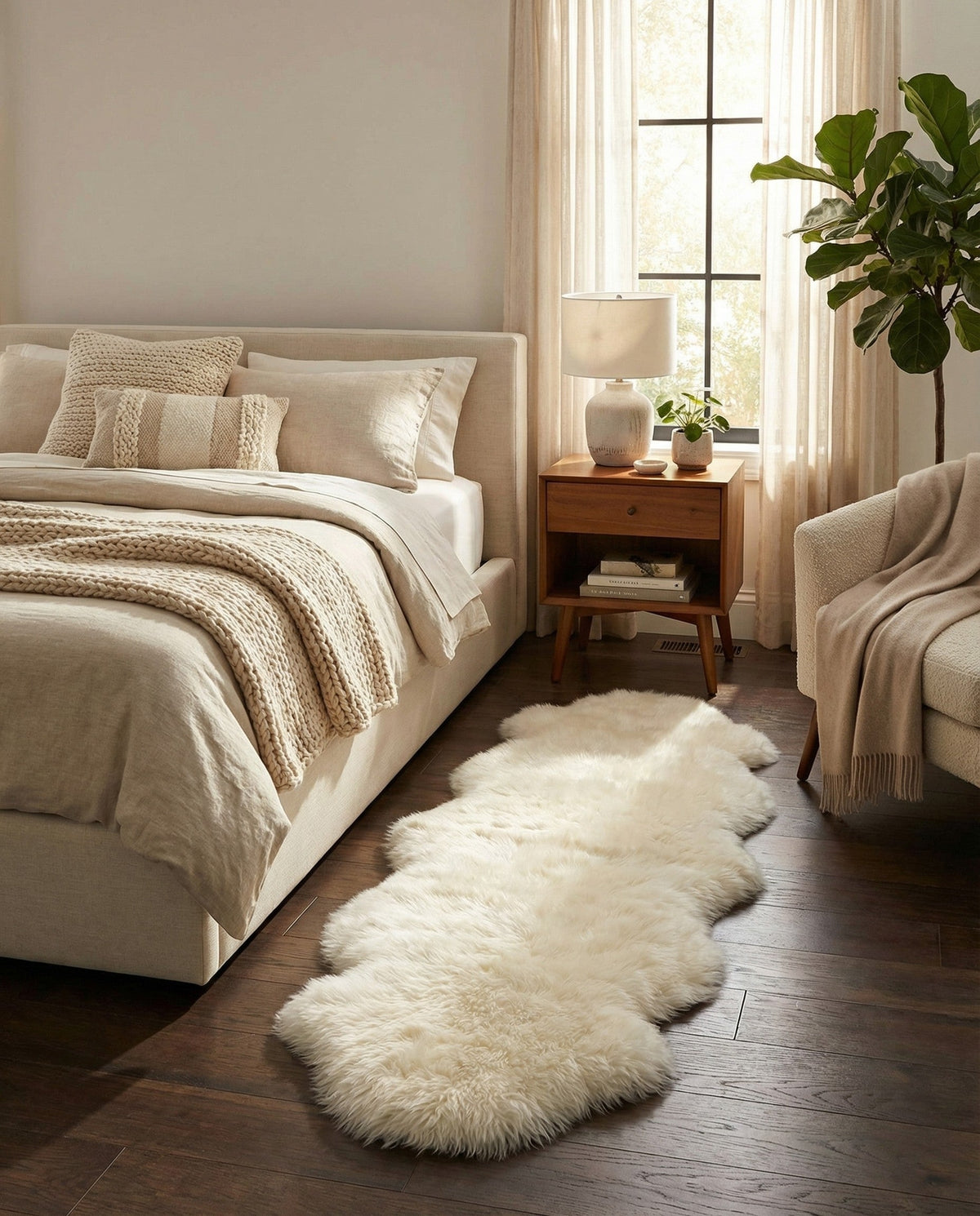 Arctic Lambskin Luxe Collection Area Rug - Tundra Runner White  lifestyle 139