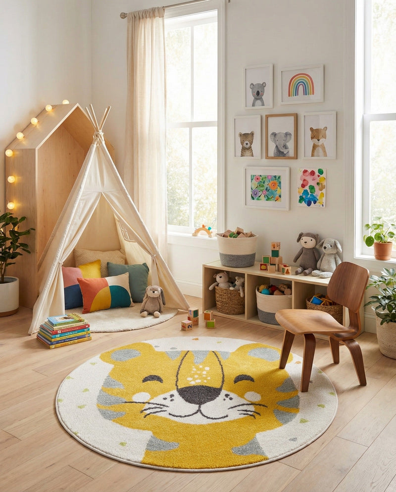 Wonder Tykes Collection Area Rug -  Rainbow Round Ivory  lifestyle 39