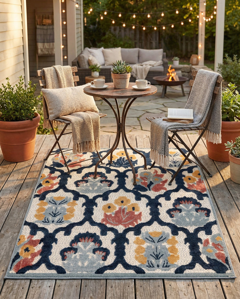 Caribbean Terrace Collection Area Rug -  Dominica Rectangle Ivory  lifestyle 17
