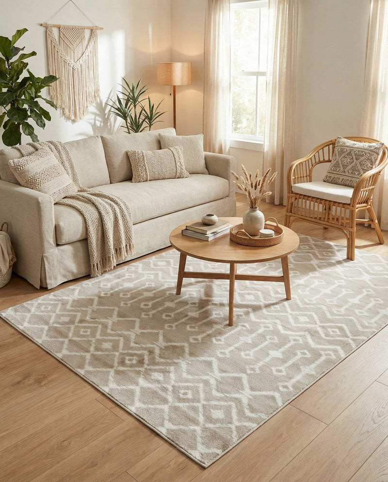 Marrakech Lattice Collection Area Rug - Medina (Beige) Rectangle Beige  lifestyle 25