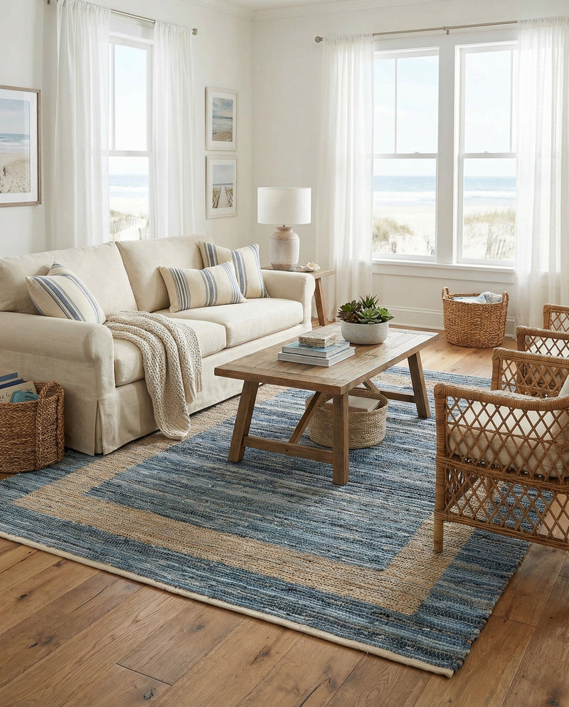 Osian Looms Collection Area Rug - Durham Rectangle Navy Blue  lifestyle 21
