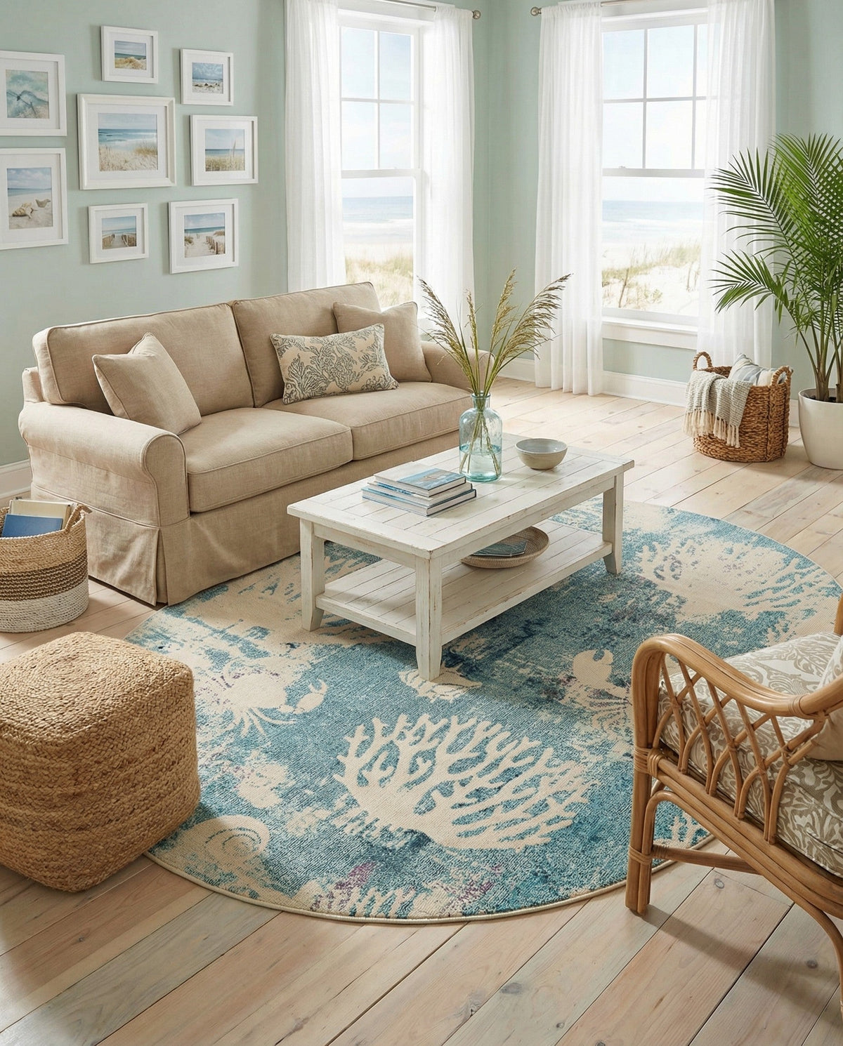 Sorrento Shores Collection Area Rug -  Vico Oval Light Blue  lifestyle 130