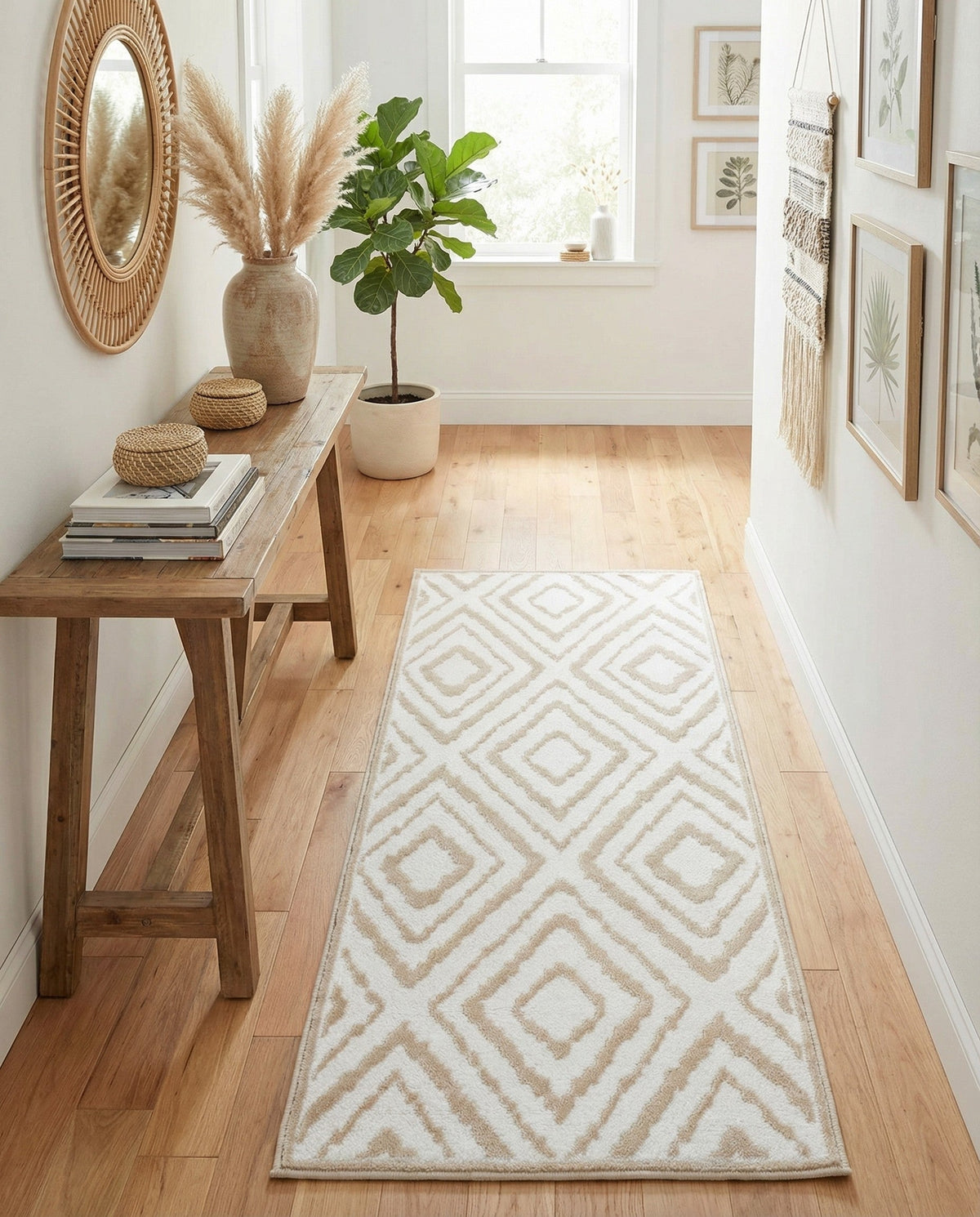 Sanctuary Retreat Collection Area Rug -  Oasis Runner Snow White  lifestyle 139