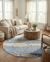 Zagros Shades Collection Area Rug -  Behbahan Round Blue Gray  lifestyle 57