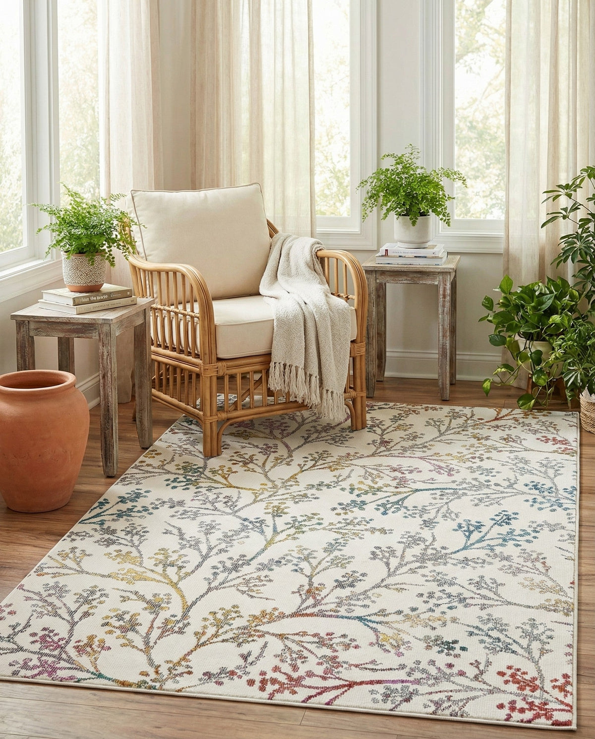 Meadow Breeze Collection Area Rug -  Sunbeam Rectangle Ivory  lifestyle 45