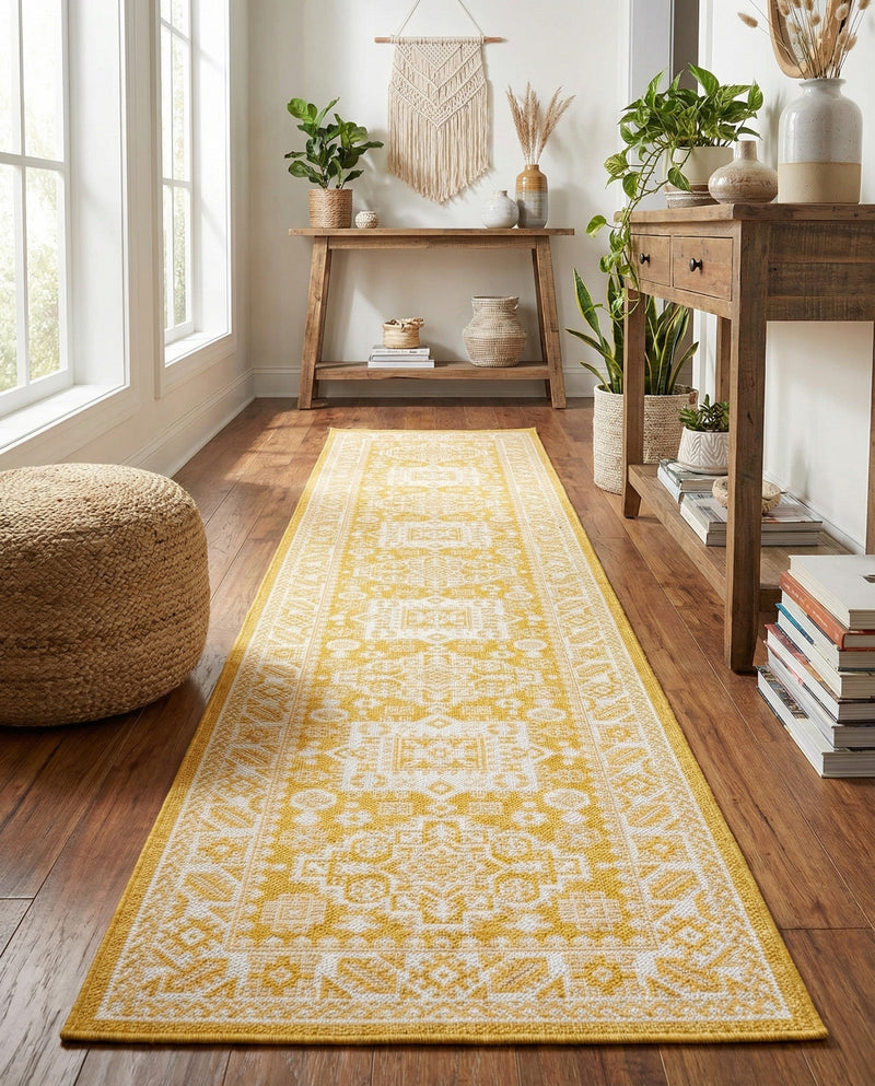 Tribal Terrace Treasures Collection Area Rug -  Incan Isle (Yellow) Runner Yellow  lifestyle 82