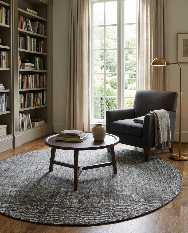Berkshire Estate Collection Area Rug - Windsor (Earl Grey) Round Earl Grey  lifestyle 37