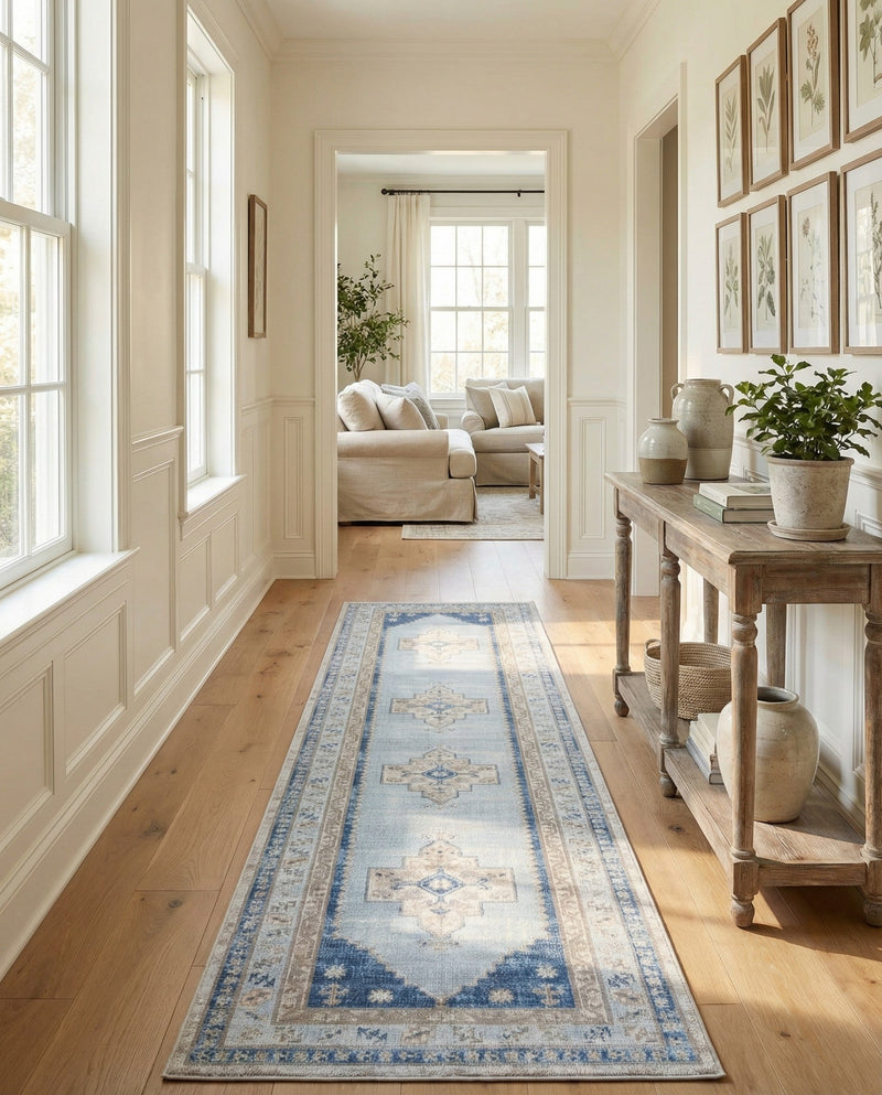 Savannah Series Collection Area Rug -  Augusta (Sky blue) Runner Sky blue  lifestyle 45