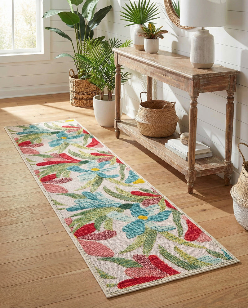 Outdoor Marrakesh Collection Area Rug -  Midelt Runner Multi  lifestyle 58