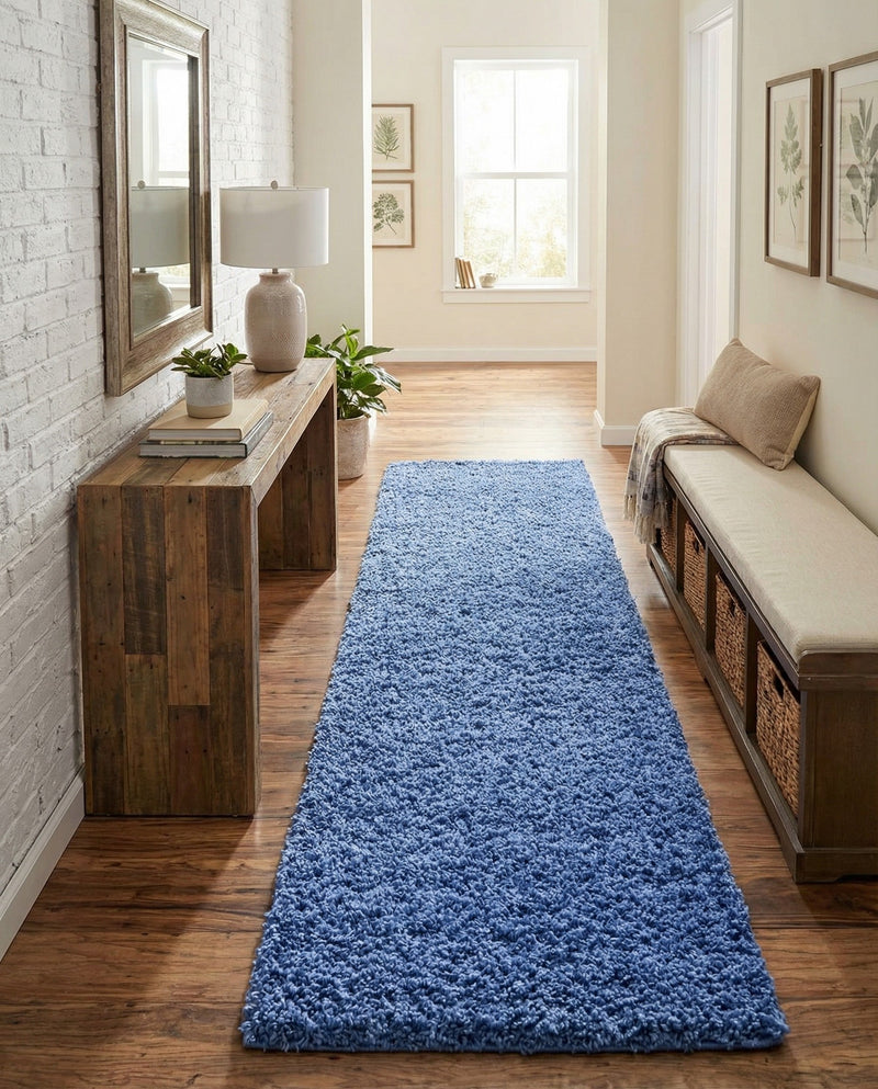 Plush Oasis Collection Area Rug - Serenity (Periwinkle Blue) Runner Periwinkle Blue  lifestyle 32