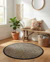 Sequoia Handwoven Jute Collection Area Rug - Aspen Round Black and White  lifestyle 41