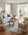 Seaside Stripes Collection Area Rug -  Boardwalk (Teal) Rectangle Teal  lifestyle 15