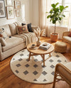 Monochrome Collection Area Rug -  Quartz Round Black and White  lifestyle 60