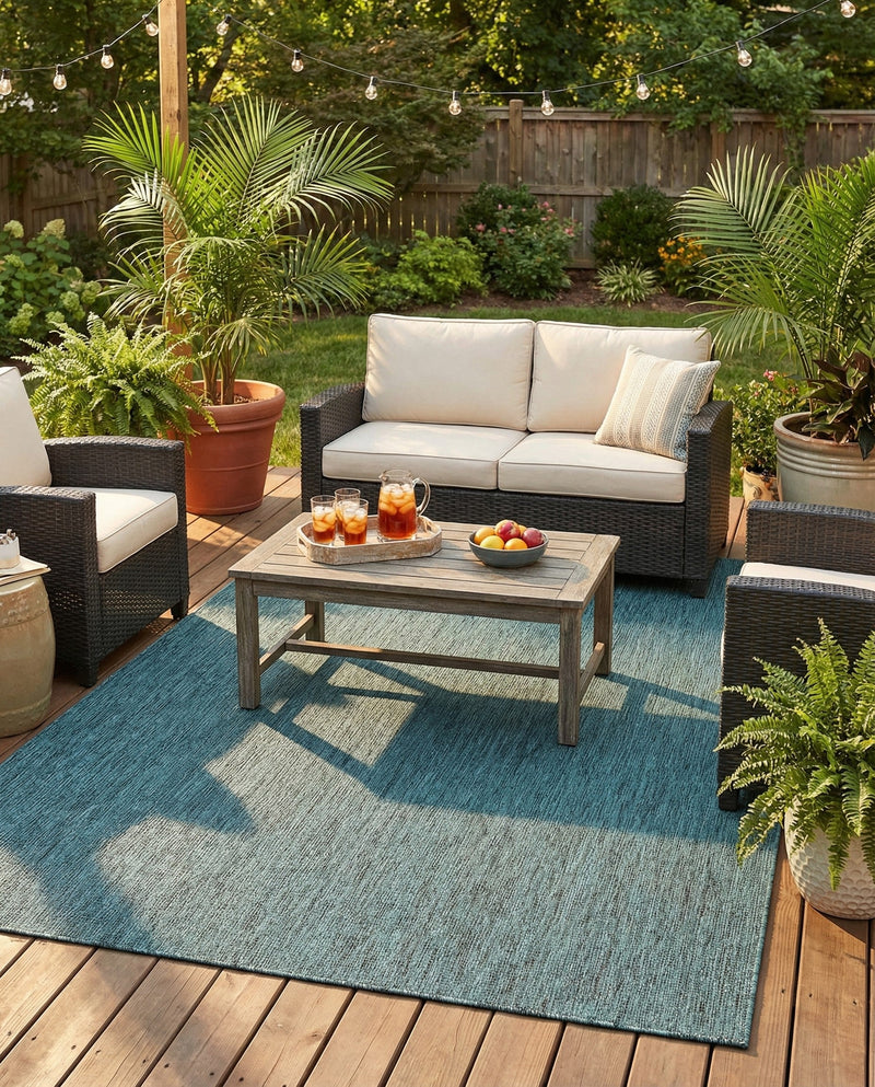 Seaside Serenity Collection Area Rug - Veranda (Teal) Rectangle Teal  lifestyle 22