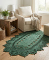 Woven Seaside Jute Collection Area Rug - Coastalhaven (Hunter Green) Oval Hunter Green  lifestyle 16