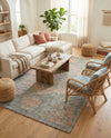Savannah Threads Collection Area Rug -  Gobi Rectangle Blue and Peach  lifestyle 26