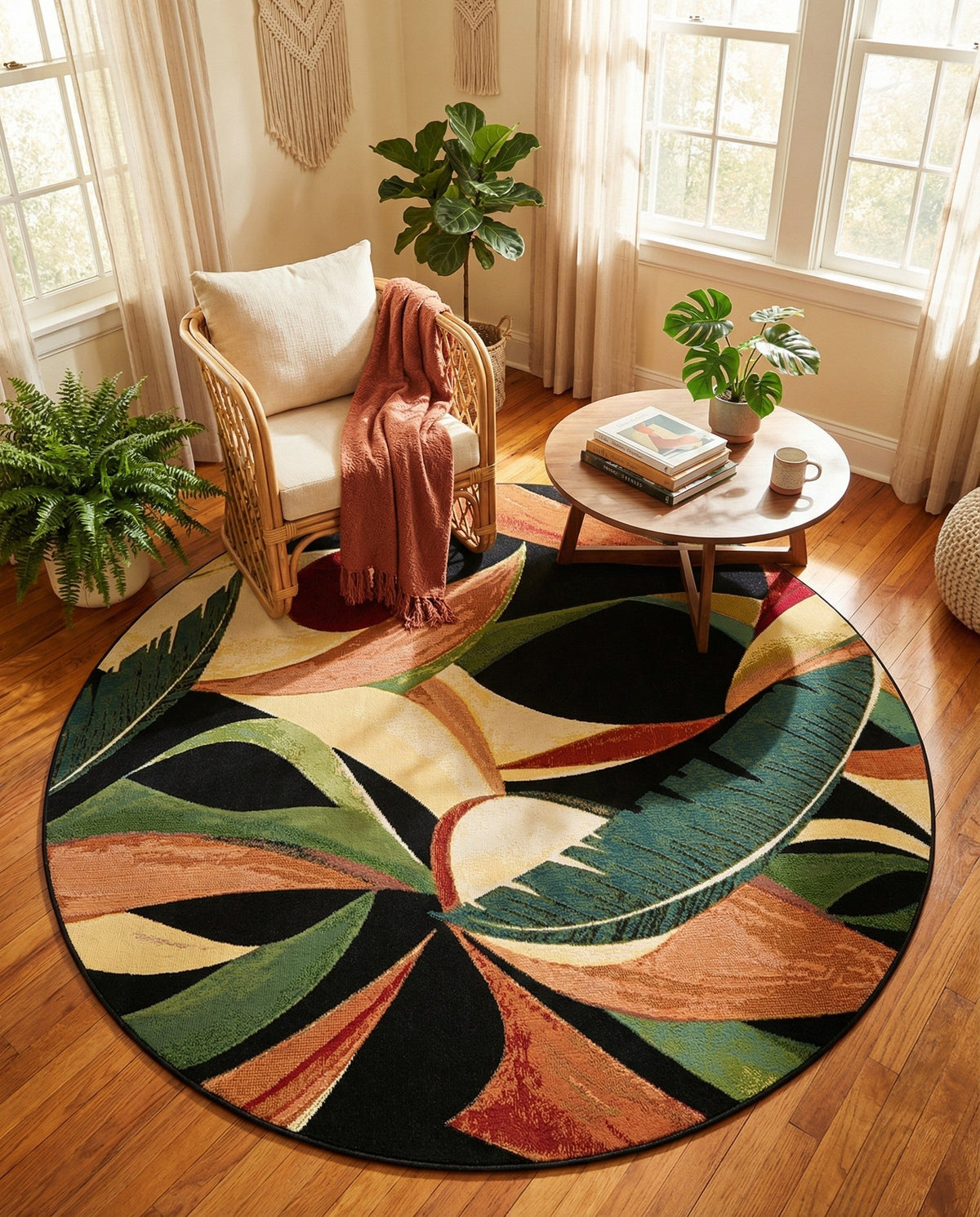 Seaside Blooms Collection Area Rug -  Tivoli Round Multi  lifestyle 101