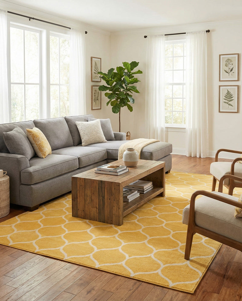 Trellis Mosaic Collection Area Rug -  Pergolatown (Yellow) Rectangle Yellow  lifestyle 4