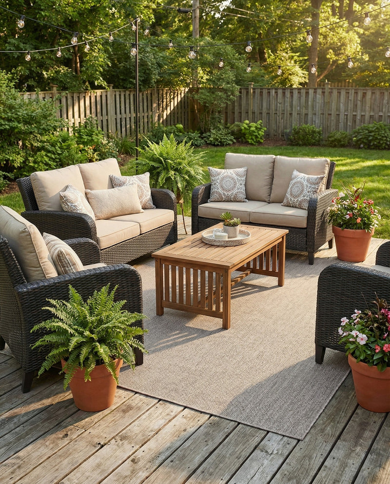 Seaside Serenity Collection Area Rug - Veranda (Beige) Rectangle Beige  lifestyle 17