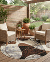 Urban Terrace Collection Area Rug -  Garden Round Brown and White  lifestyle 63