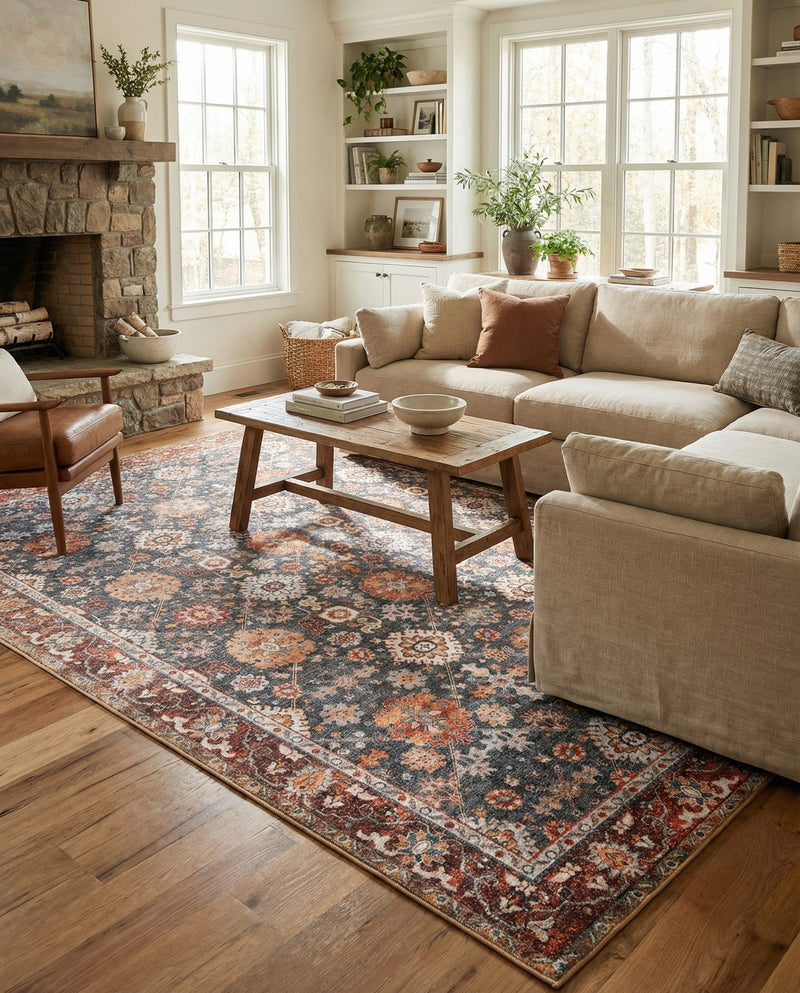 Heritage Elegance Collection Area Rug -  Himeji Rectangle Navy Blue  lifestyle 16