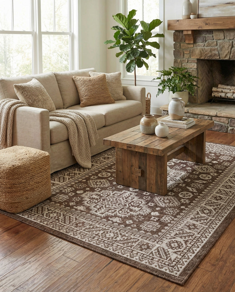 Tribal Terrace Treasures Collection Area Rug -  Incan Isle (Brown) Rectangle Brown  lifestyle 30