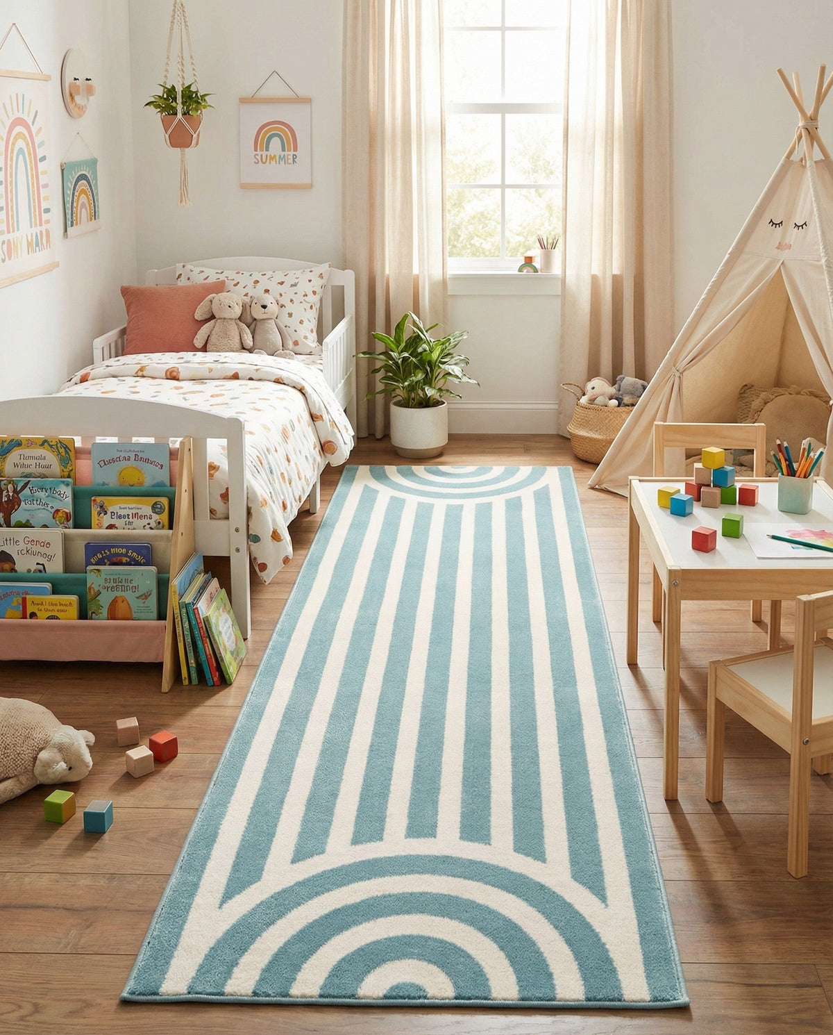 Wonder Tykes Collection Area Rug -  Joydale Runner Sky blue  lifestyle 203