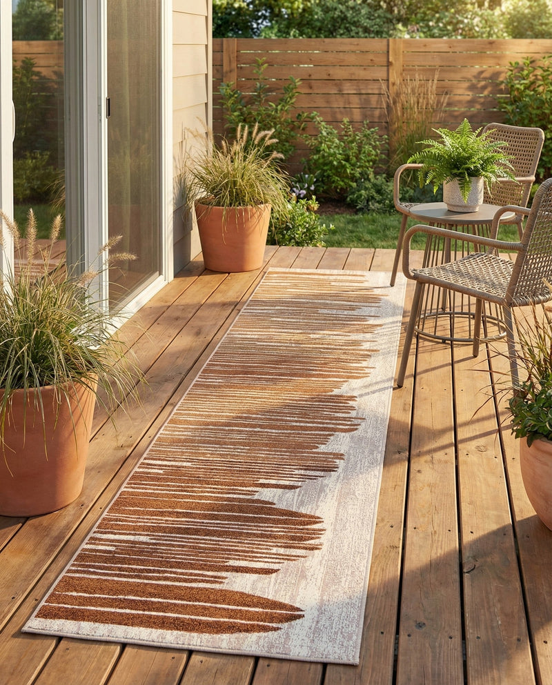 Urban Terrace Collection Area Rug -  Balcony Runner Beige Brown  lifestyle 70
