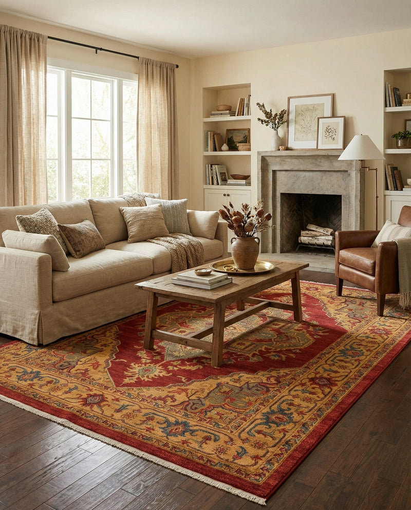 Persian Elegance Collection Area Rug -  Golestan Rectangle Red  lifestyle 20
