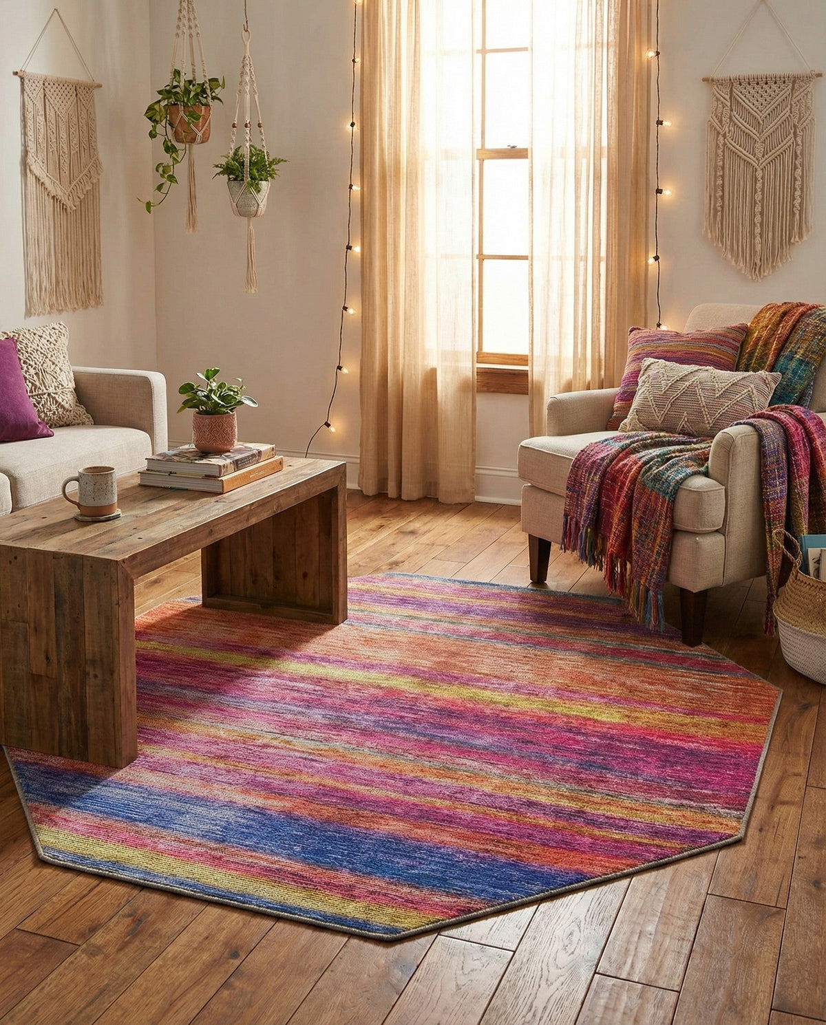 Sahara Essence Collection Area Rug - Oasis (Multi) Octagon Multi  lifestyle 87
