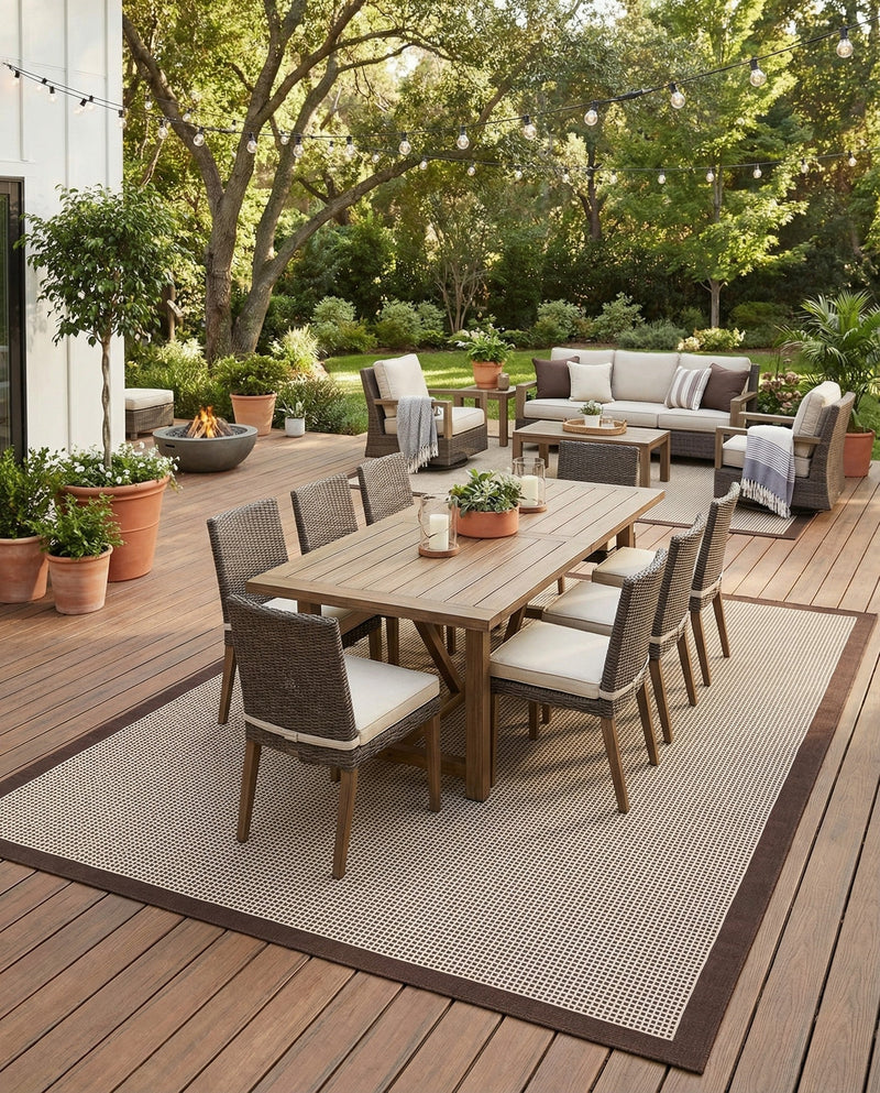 Terrace Fringe Collection Area Rug - Oceanside Rectangle Brown  lifestyle 55