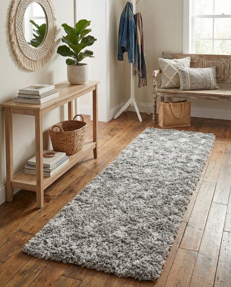 Berber Lattice Shag Collection Area Rug - Atlas (Gray) Runner Gray  lifestyle 35