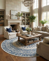 Patio Heritage Collection Area Rug -  Lafayette (Blue) Round Blue  lifestyle 66