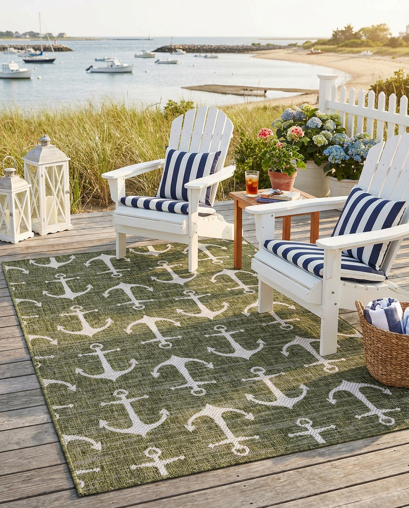 Seaside Haven Rugs Collection Area Rug - Sapphire (Green) Rectangle Green  lifestyle 15