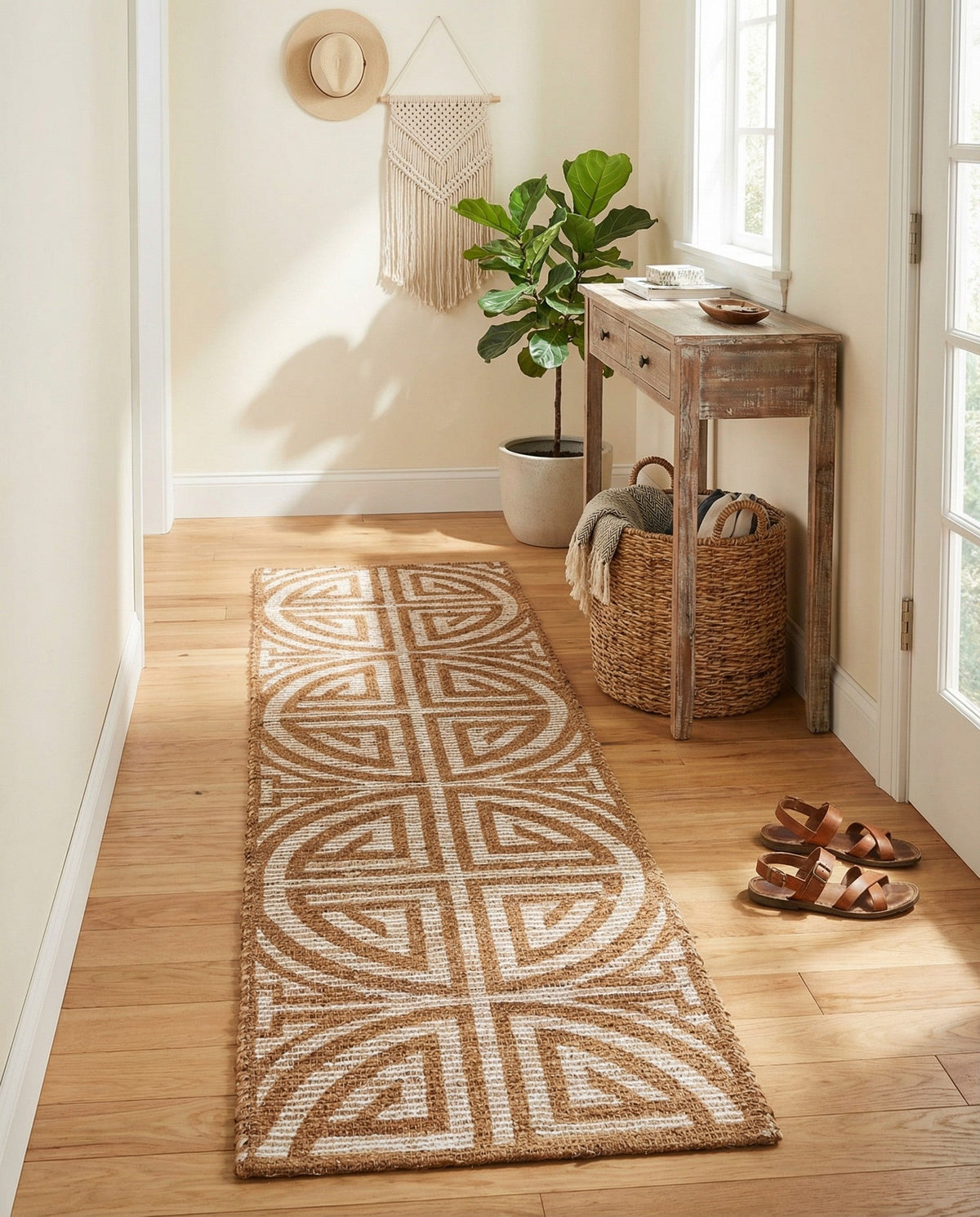 Savannah Threads Collection Area Rug -  Thar Runner Light Brown and Ivory  lifestyle 163