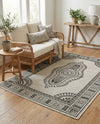 Patio Heritage Collection Area Rug -  Biloxi Rectangle White and Black  lifestyle 10