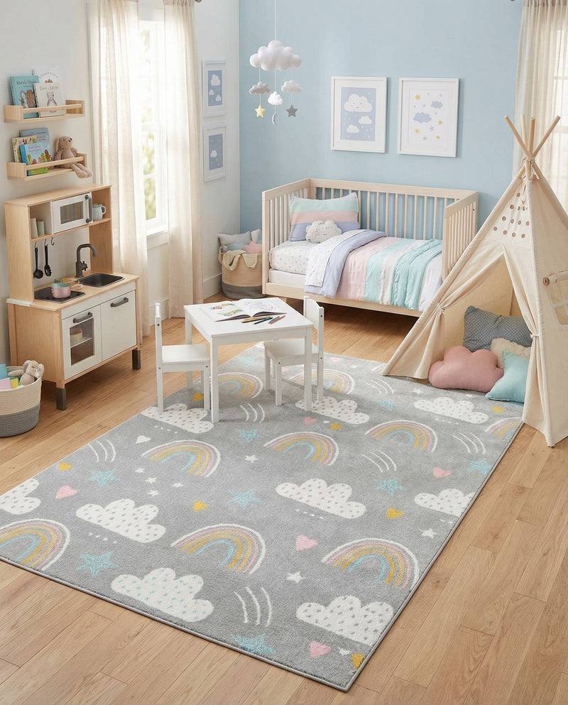 Wonder Tykes Collection Area Rug -  Pixel Rectangle Gray  lifestyle 7